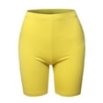 thumbnail image 2 of A2Y Women's Basic Solid Premium Cotton Mid Thigh High Rise Biker Bermuda Shorts Yellow S, 2 of 5