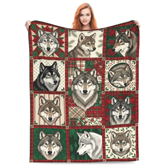 Wolf Throw Blanket, All Season Lightweight Flannel, Soft Cozy Bedding, Elegant Gift for Couch Sofa Decor 50x40