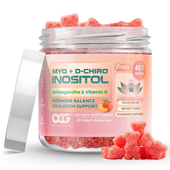 Myo-Inositol & D-Chiro Inositol Gummies with Ashwagandha | Fertility Supplement | PCOS supplements | Hormone Balance for women | Sugar Free