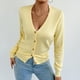 thumbnail image 5 of Suéter de cuello en V para mujer, suéter de punto de color liso con cuello en V, cárdigan con botones, blusa para mujer, 5 of 8