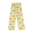 thumbnail image 4 of Fabrcox Bow Printed Flannel Pajama Pants for Women Elastic Waist Wide Leg Lounge Bottoms Ladies Pajamas Bottoms Winter Cute Print Lounge Pants Yellow L, 4 of 4