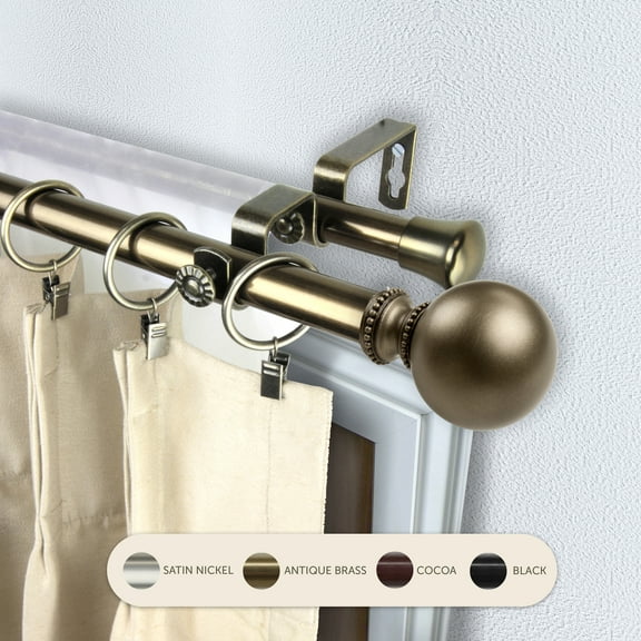 Domovina Elias 13/16" Double Curtain Rod-Color:Antique Brass,Size:66-120"