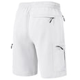 thumbnail image 2 of Men's Cargo Shorts Elastic Waist Drawstring Casual Summer Beach Shorts with Zipper Pockets White 38W, 2 of 6