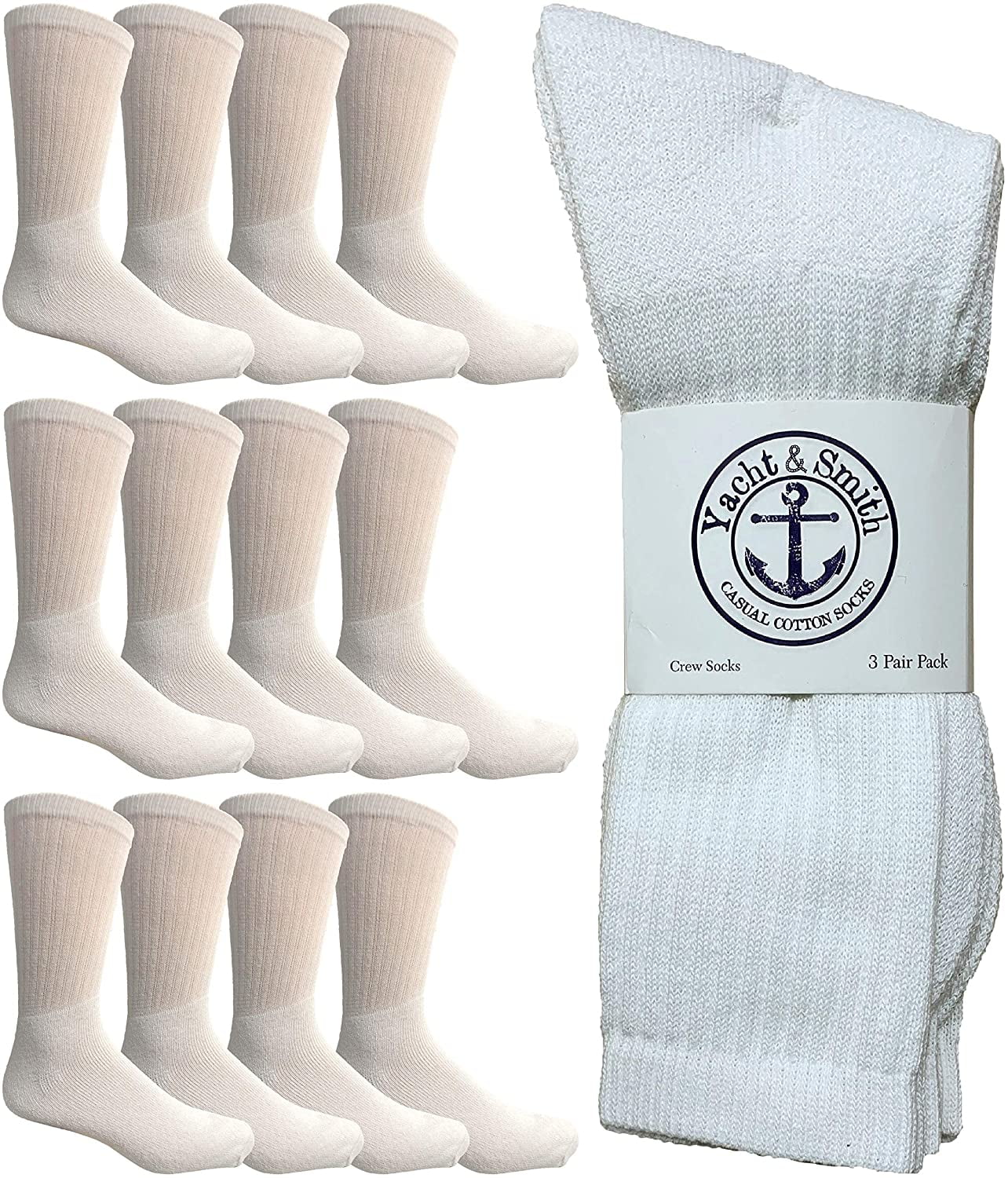 SOCKS'NBULK SOCKS'NBULK 12 Pair Mens King Size Crew Socks, Big and