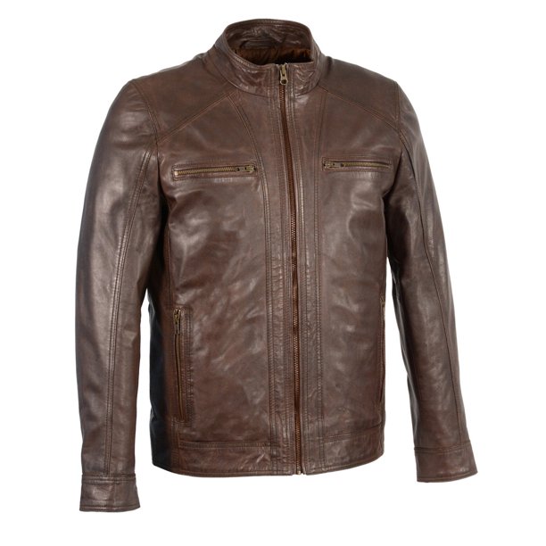 Milwaukee Leather SFM1860 Men's Broken Brown Leather Jacket with Front