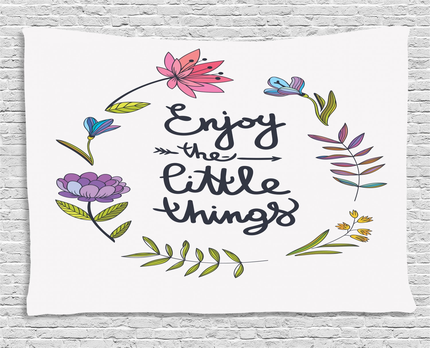 dorm art modern art home decor flowers inspirational quote painting Enjoy the little things: floral pink painting small canvas