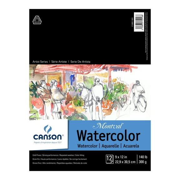 Canson Artist Series Montval Watercolor Pad, 9" x 12", 12 Sheets