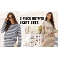 thumbnail image 3 of 2 Piece Skirts Sets for Women Fall Fashion Striped Long Sleeve Dress Knit Lounge Travel Outfits Winter, 3 of 6