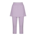 thumbnail image 4 of Horkkom Athletic Skirts Women Elastic Waist Capris Skirted Leggings Solid Color Stretch Yoga Pants Purple S, 4 of 6