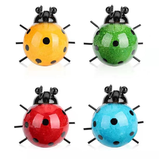 Set de 4 mariquitas de metal pintadas a mano para decoración exterior de paredes, vallas, patios y jardines