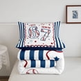 thumbnail image 5 of Manfei Sport Baseball Games Queen Comforter Set For Boys,67 Number Print Comforter Sets Queen,Red Blue White,Navy Blue Reversible,3pcs,1 Comforter and 2 Pillowcases, 5 of 8