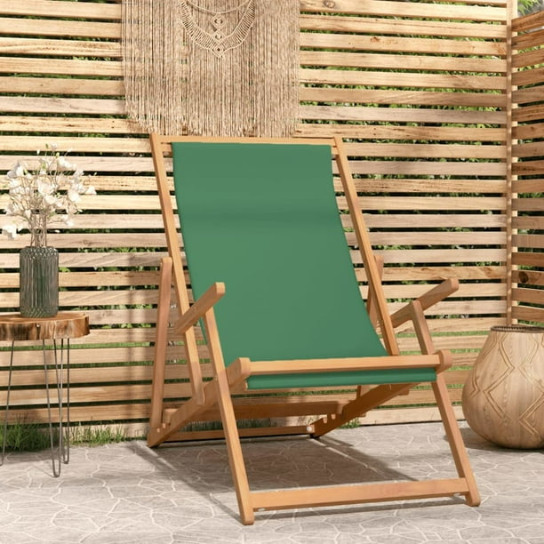 vidaXL Folding Beach Chair Solid Teak Wood Red Walmart Business Supplies