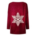 thumbnail image 4 of Honeeladyy Clearance under 5$ Merry Christmas Tree Tops for Women Cute Sequin Snowflake Graphic Printed Long Sleeve Casual Loose V-Neck Pullover Tunic Tops, 4 of 4