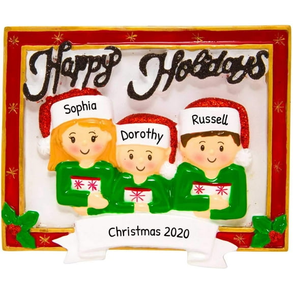 Personalized Family Christmas Ornament - Family of 3 Christmas Ornament 2025 Customized Family of 3 Holiday Ornaments Family Picture Frame Ornaments Family Ornaments for Christmas Tree