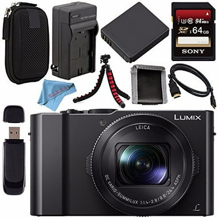 Lithium Ion Battery Memory Effect - Panasonic Lumix DMC-LX10 DMC-LX10K Digital Camera + DMW-BLH7 Lithium Ion Battery + Charger + Sony 64GB SDXC Card + Case + Flexible Tripod + HDMI Cable + Memory Card Wallet + Fibercloth Bundle