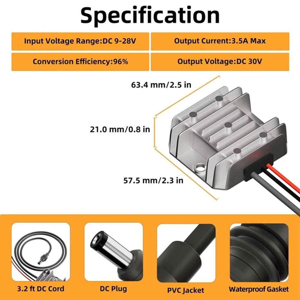 Dreamhall 12/24V To 30V 3.5A Dc Boost Converter Boost Adapter Power Cord for Starlink Mini