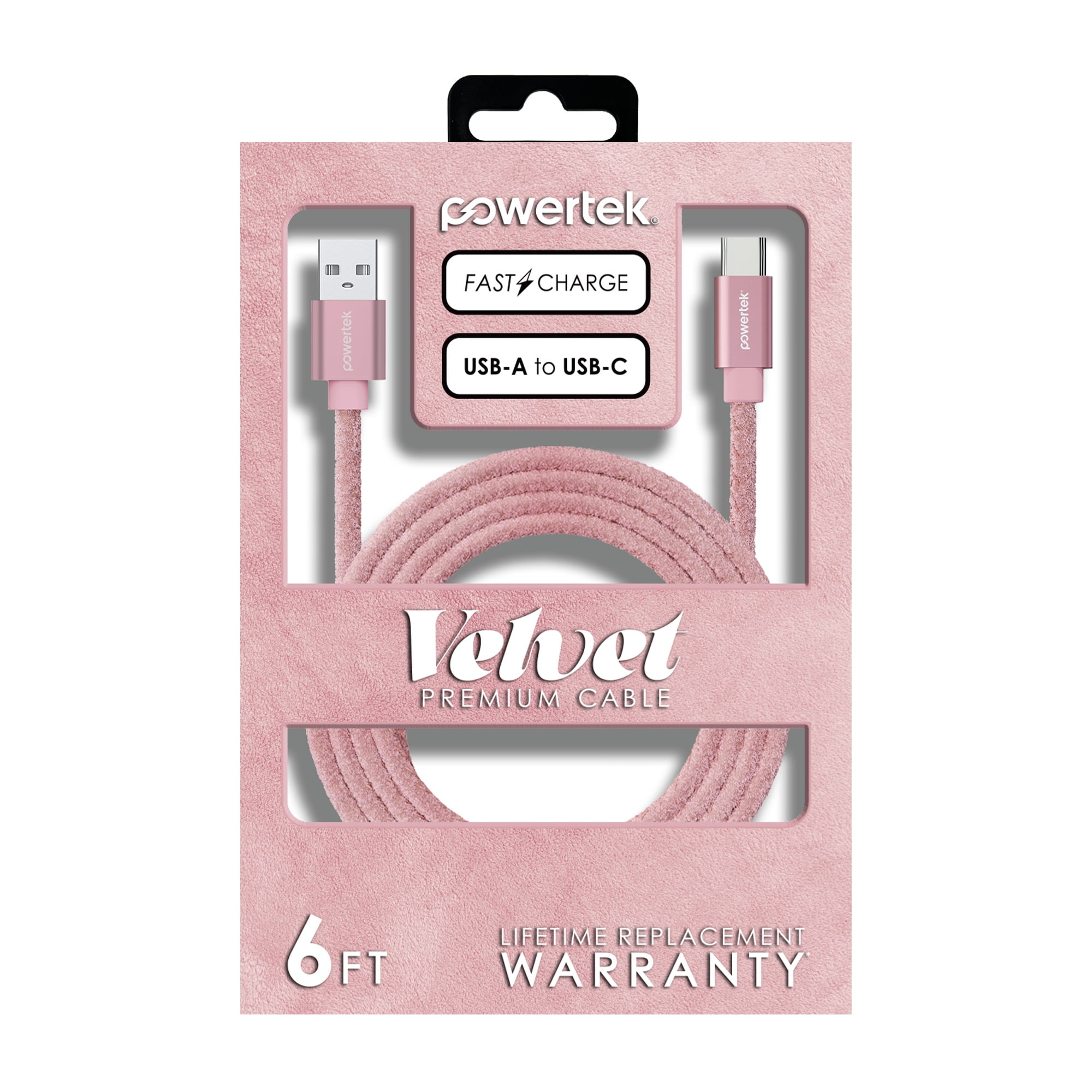 Liquipel Powertek Pastel Velvet USB-A to USB-C - Pink