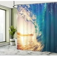 thumbnail image 5 of Ambesonne Ocean Shower Curtain, Tropical Trees Shoreline, 69"Wx84"L, Teal Yellow, 5 of 5