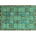 thumbnail image 1 of Ahgly Company Machine Washable Indoor Rectangle Abstract Turquoise Blue Modern Area Rugs, 5' x 7', 1 of 4