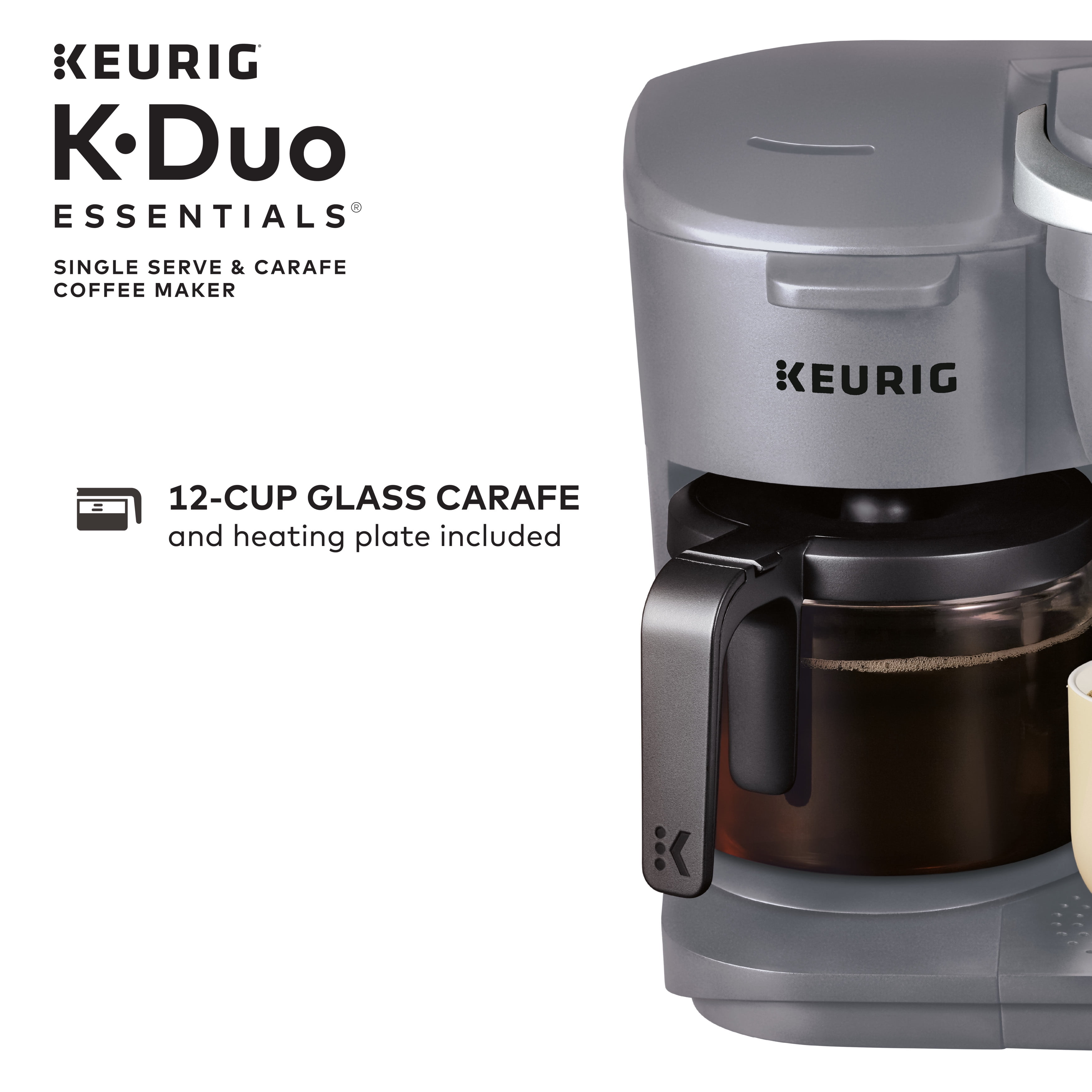 Keurig K-Duo Essentials Black Single-Serve K-Cup Pod Coffee Maker, Black