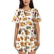 thumbnail image 1 of Fotbe Thanksgiving Turkeys 1 Conjunto de Pijama Estampado para Mujer, 2 Piezas, Ropa de Dormir con Camiseta de Manga Corta y Shorts Suaves-3X-Large, 1 of 6