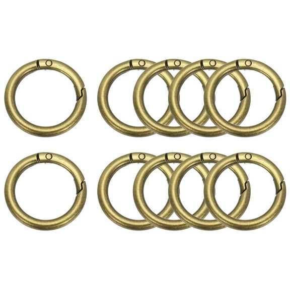 Uxcell Metal Spring O Rings 1", 10 Pack Zinc Alloy Round Snap Clip Keyring Buckle for DIY Crafts, Bronze