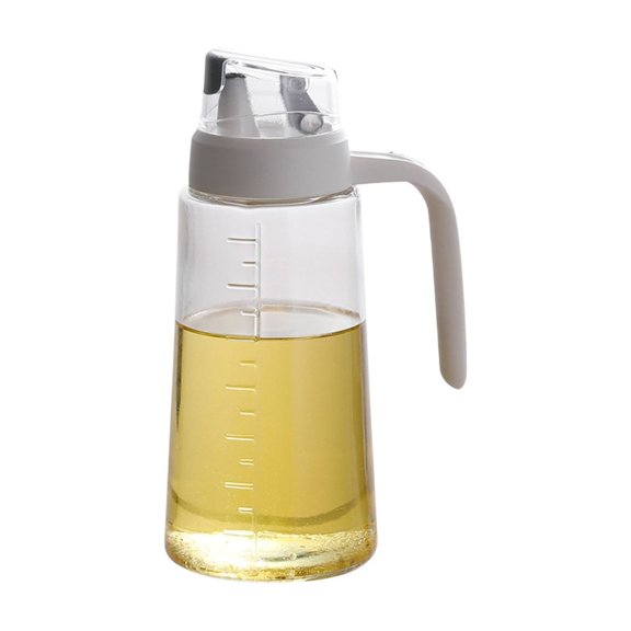 Leakproof Olive Oil Dispenser Bottle - Automatic Flip Top, No Drip Nozzle, Durable Glass Container for Easy One-Handed Pouring - 630ML