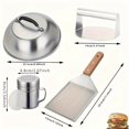 thumbnail image 3 of Bamboohart 4 Pcs/Ensemble Presse à Hamburger Outil de Presse à Hamburger Robuste avec Poignée Résistante à la Chaleur Pelle Plate pour Barbecue Presse à Hamburger Couvercle de Pot Presse à Sandwich m, 3 of 7