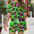 thumbnail image 2 of Leopard Print Pattern Women's Ruffle Short Sleeve Tops And Shorts Cute Peeps Bunny Pajamas Sets, 2 of 7