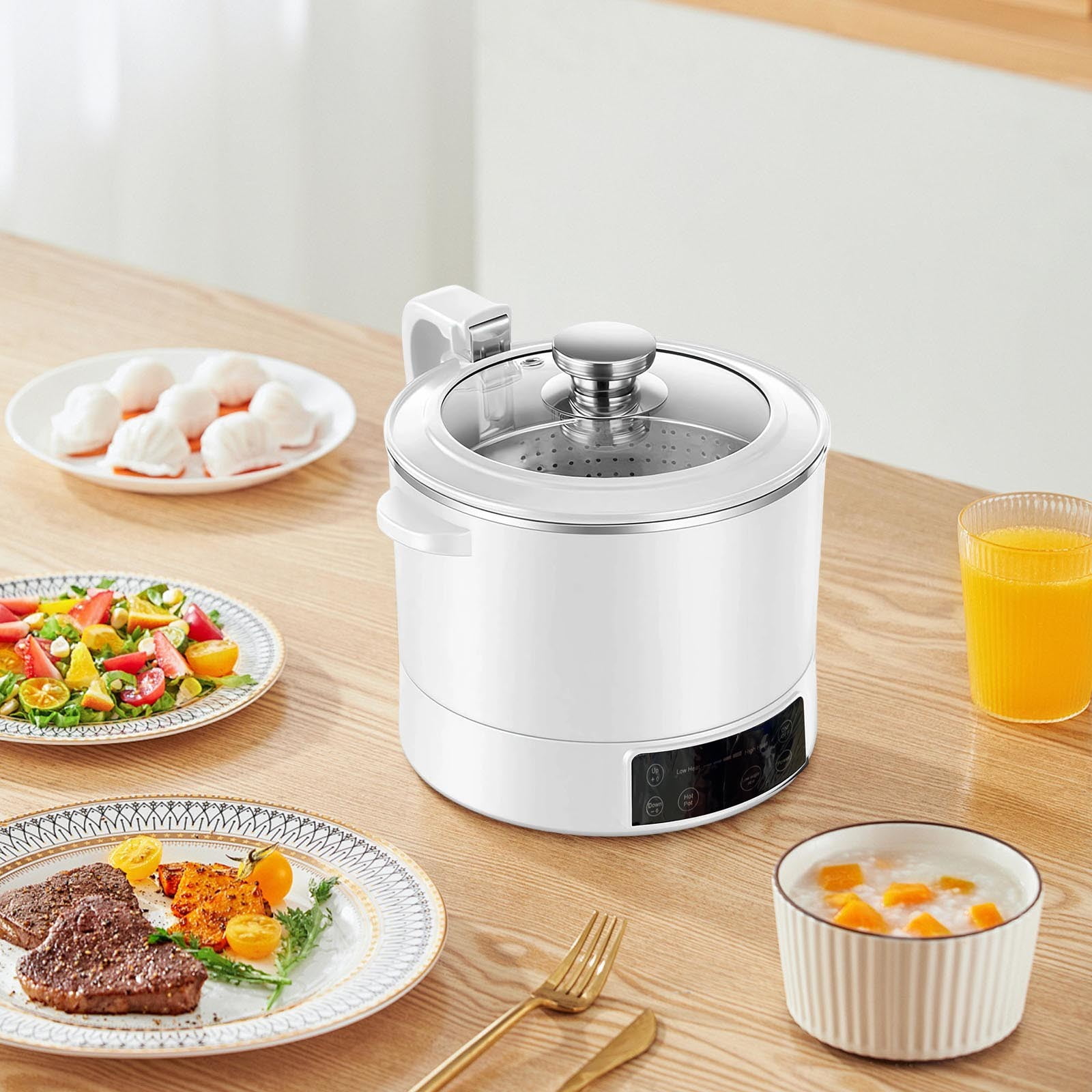 Xecvkr Rice Cooker Lifting Removal Basket Intelligent Fast Heating Family Home Steamer Adjustable Carb Health Timer Reservation 110V 1 Set 3L