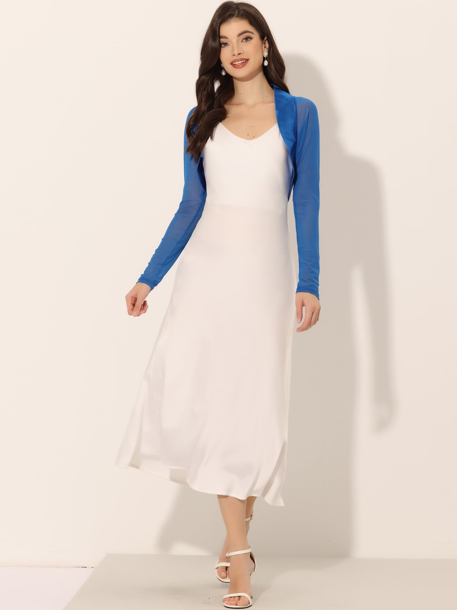 DARING DIVA Women's Elegant Bolero Shrugs Crop Cardigan XS Royal Blue