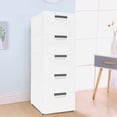 thumbnail image 3 of Plastic Drawers Dresser with 5 Drawers, Plastic Tower Closet Organizer with Wheels Suitable for Apartments Condos And Dorm Rooms (White), 3 of 9
