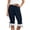 Dark Blue, variant on Women Hollowed Out Lace Long Bloomers Elastic Mid Rise Ruffle Pantaloons Cropped Flared Slips Pants Pajama Bottoms Indoor Activities Home Capris