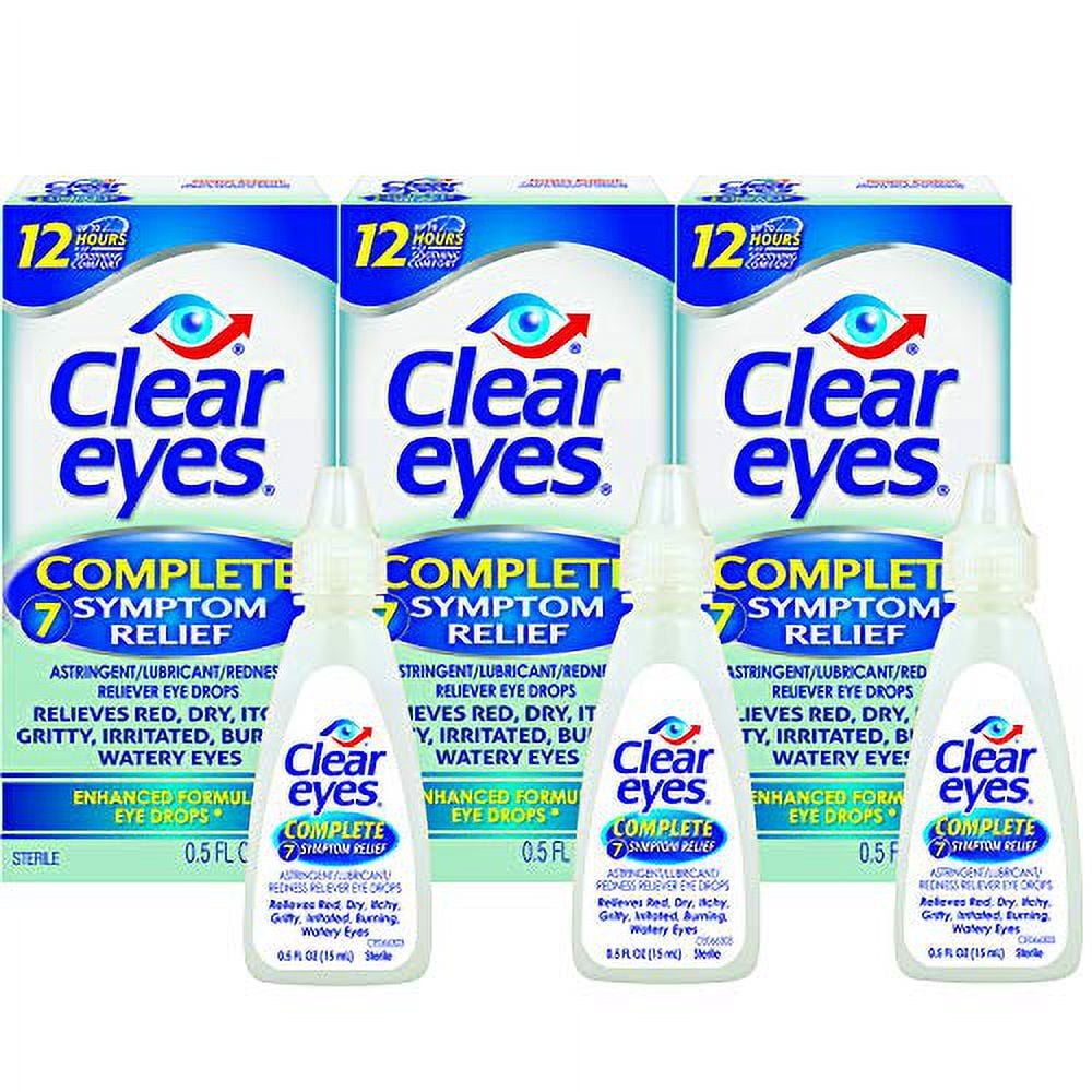 (2 pack) Clear Eyes 7 Symptom Relief Lubricant Eye Drops, 0.5 fl oz