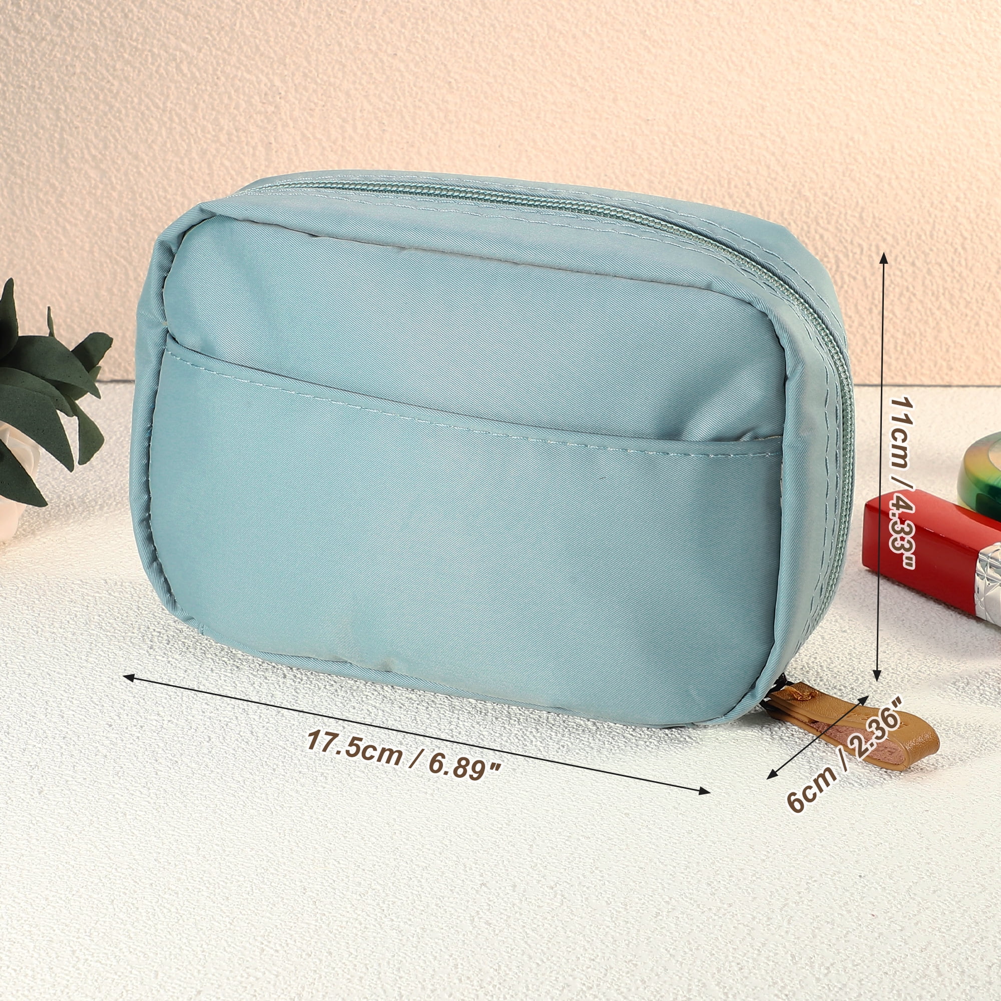 Unique Bargains Women Cosmetic Bag Large Capacity Makeup Pouch Portable Cosmetic Bag Blue