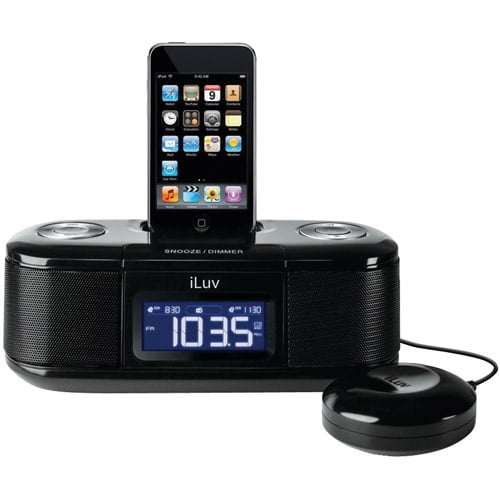 iLuv iMM153BLK iPod Dual Alarm Clock with Bed Shaker, Black
