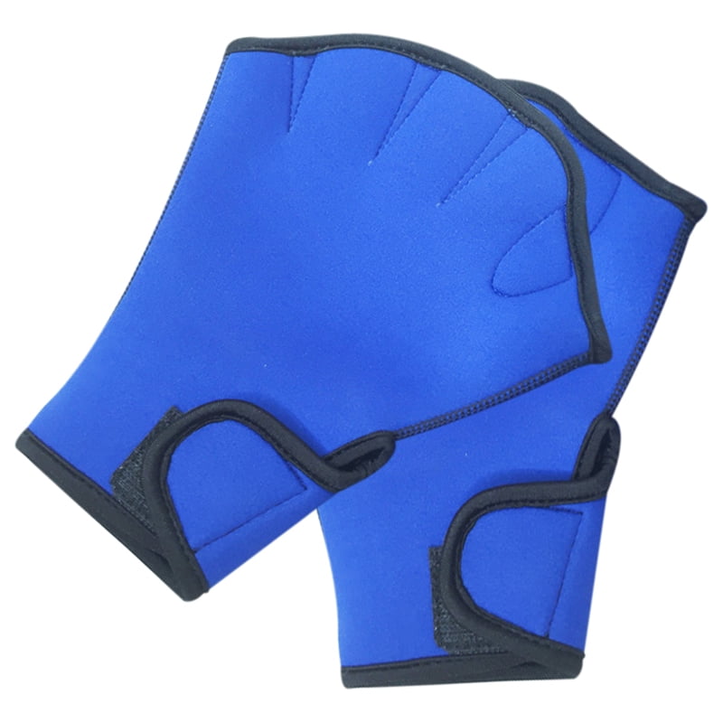 2Pc Silicone Hand Swimming Fins Flippers Swim Palm Finger Webbed Glove Paddle BU 