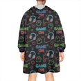 thumbnail image 2 of Wearable Oversized Blanket,Colorful Controllers Games Icons Black Pattern Wearable Blanket Hoodie for Adults,Cozy Hooded Blankets with Super Pockets,Super Warm Fuzzy Pullover for Women & Men, 2 of 6