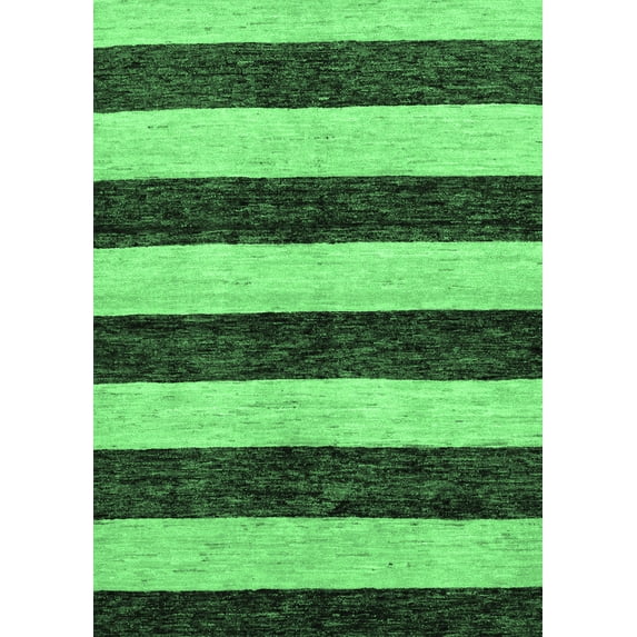 Ahgly Company Indoor Rectangle Abstract Emerald Green Modern Area Rugs, 3' x 5'