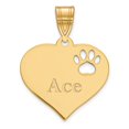 thumbnail image 1 of Yellow Sterling Silver charm pendant Gold Plated Heart with Pawprint Cutout, 1 of 2