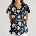thumbnail image 2 of LHVUOA Scrub Tops for Women Short Sleeve V Neck Tops with Cute Printed Cozyfit Scrubs for Women, 2 of 6