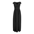 thumbnail image 5 of Leeye High Waist Short Sleeve V Neck Long Dresses for Wedding Proms Party Graduation Date Night Outingand Casual, Chiffon, 1PC, L, Black (Women's), 5 of 5