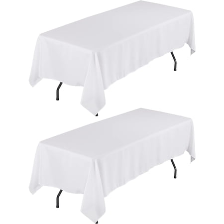 2 Pack White Rectangle Tablecloth 60x102 inch - Stain & Wrinkle Resistant | Ideal for Parties & Birthdays