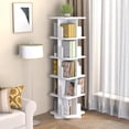 thumbnail image 3 of MIDOQIN Rotating Bookshelf, 5 Tier Rotating Bookshelf Tower, Floor Standing Bookcase Storage Rack, Wooden Small Corner Bookshelf for Small Spaces, Living Room, 3 of 7