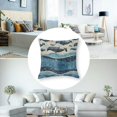 thumbnail image 5 of Whale Fluffy Throw Pillow Cushion Cover, Cartoon Style Smiling Whales in a Row Swimming in Wavy Ocean, Decorative Square Accent Pillow Case,Dark Blue Grey Pale Blue, 5 of 7