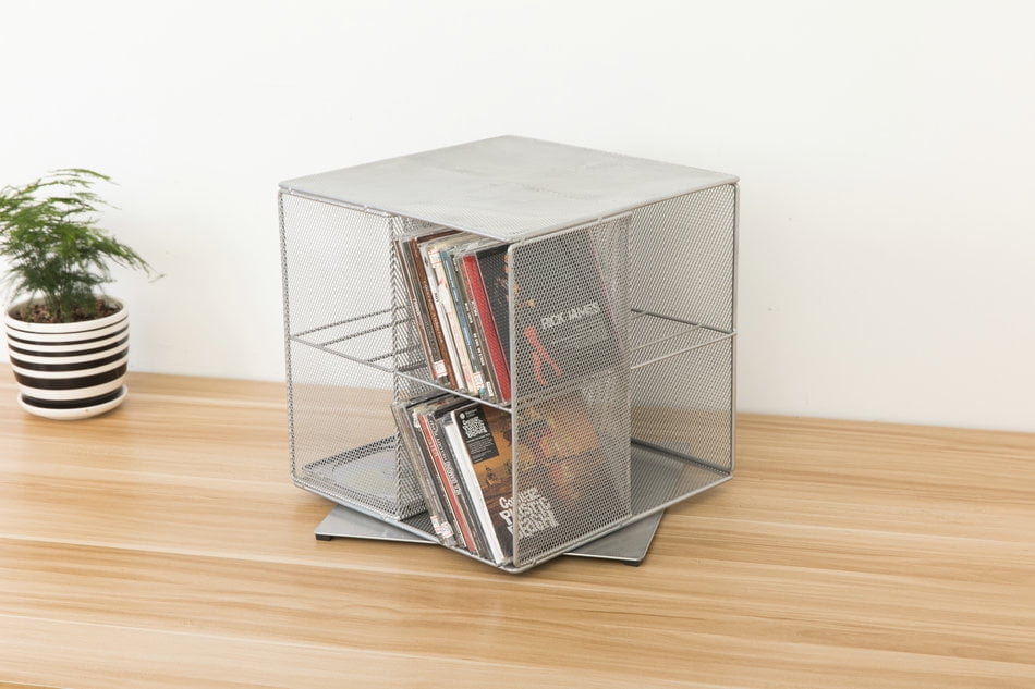 Pro Space Rotating CD Holder DVD Storage Rack, Silver