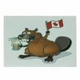 thumbnail image 1 of Canada Cutting Board, Pattern of a Cartoon Style Happy Beaver Holding a Beer Mug and a Flag, Decorative Tempered Glass Cutting and Serving Board, in 3 Sizes, by Ambesonne, 1 of 2