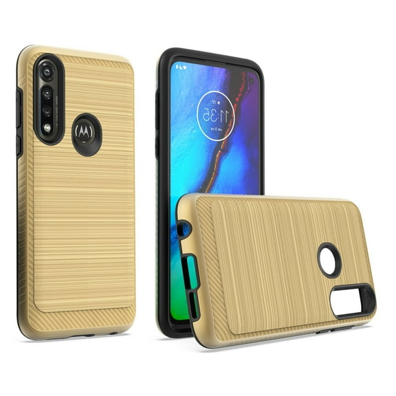 For Motorola Moto G Power XT2041DL Slim Lining Brushed Hybrid Phone Cover Case - Lining Gold