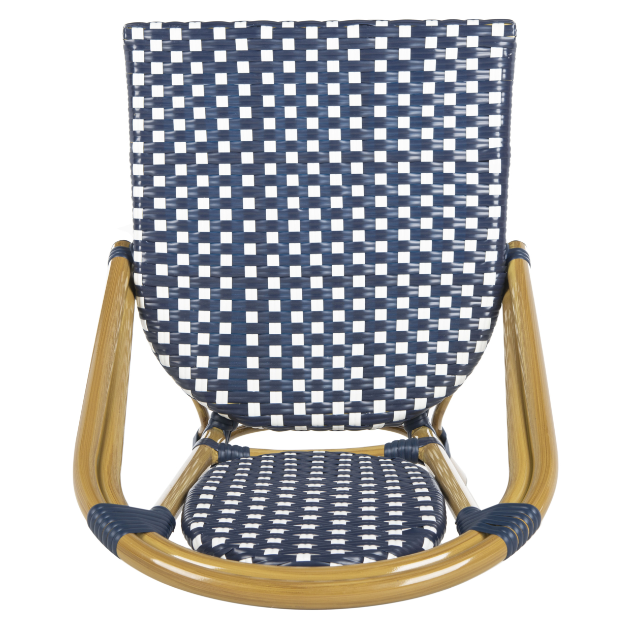 SAFAVIEH Lenda Outdoor Patio French Bistro Stackable Chair, Navy/White/Brown, Set of 2 - image 4 of 7