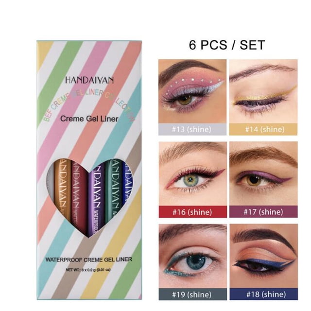 Fiudx Set de 6 Delineadores de Ojos, Resistente Al Agua, Mate Perlado, Lápiz de Cejas Giratorio con Doble Pincel, Maquillaje de Larga Duración, Rutina de Belleza Diaria, Ideal para Uso Personal.